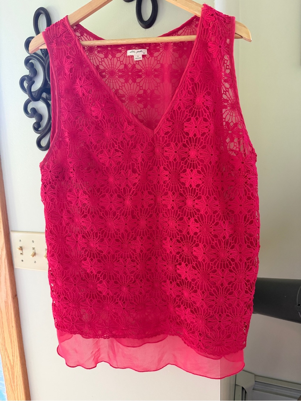 Ultra Pink Red Lace V-Neck Camisole